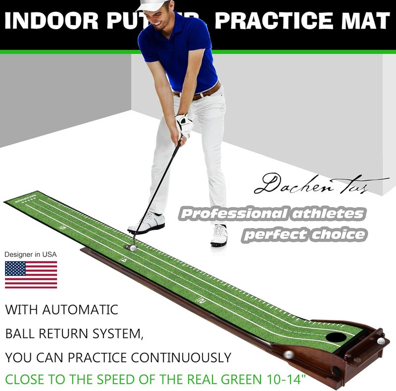 Dachenus Putting Green Indoor Mat Outdoor Golf Putting Mat with Automatic Ball Return - Ideal for Home, Office, and Outdoor Use - Image 2